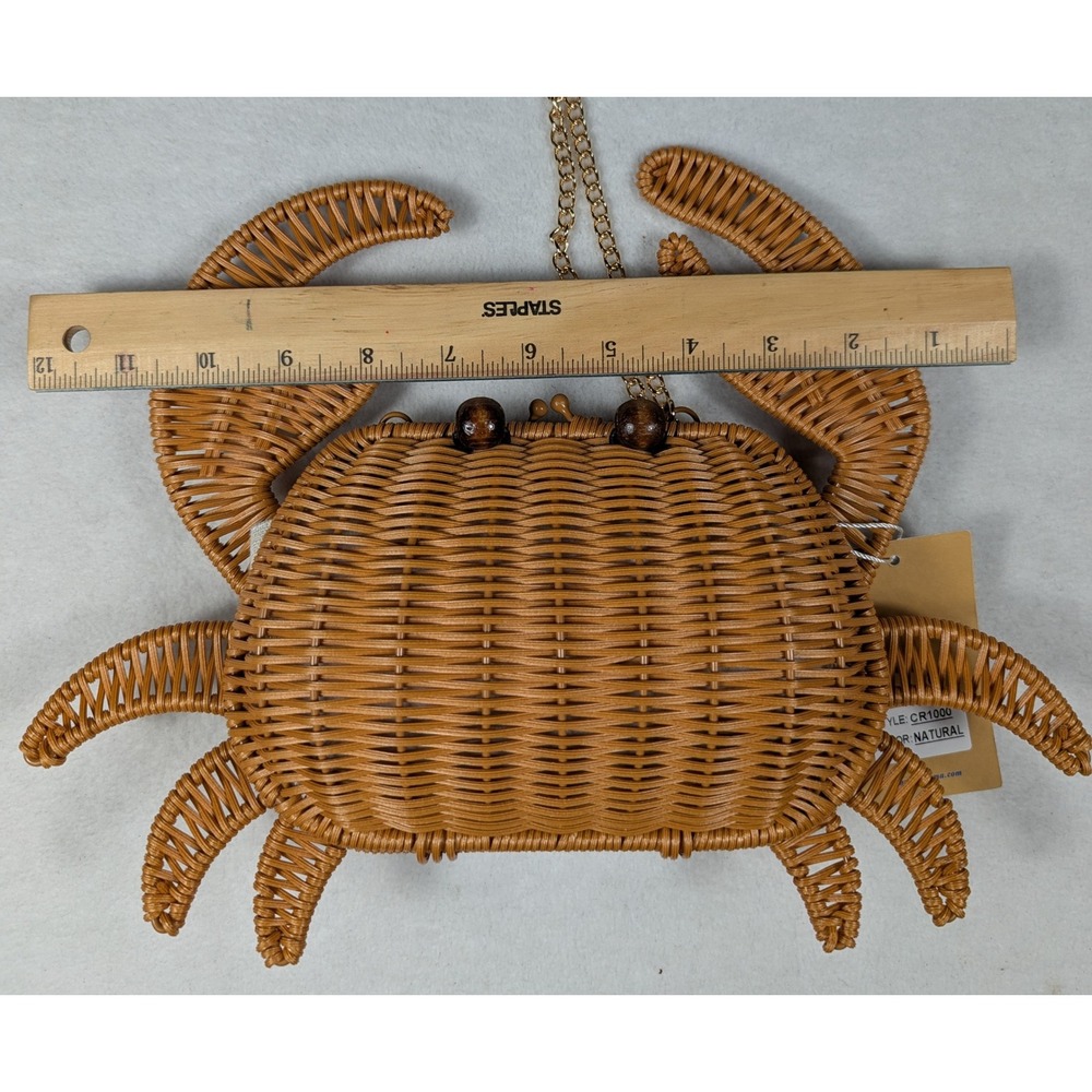 NEW Tommy Bahama Crab Wicker Crossbody Bag Natural Rattan Novelty Clutch CR1000 - Picture 4 of 4